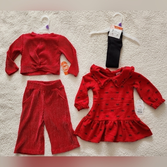 Other - New baby girl holiday Christmas dress & Valentine's Day outfit set bundle, 12 m